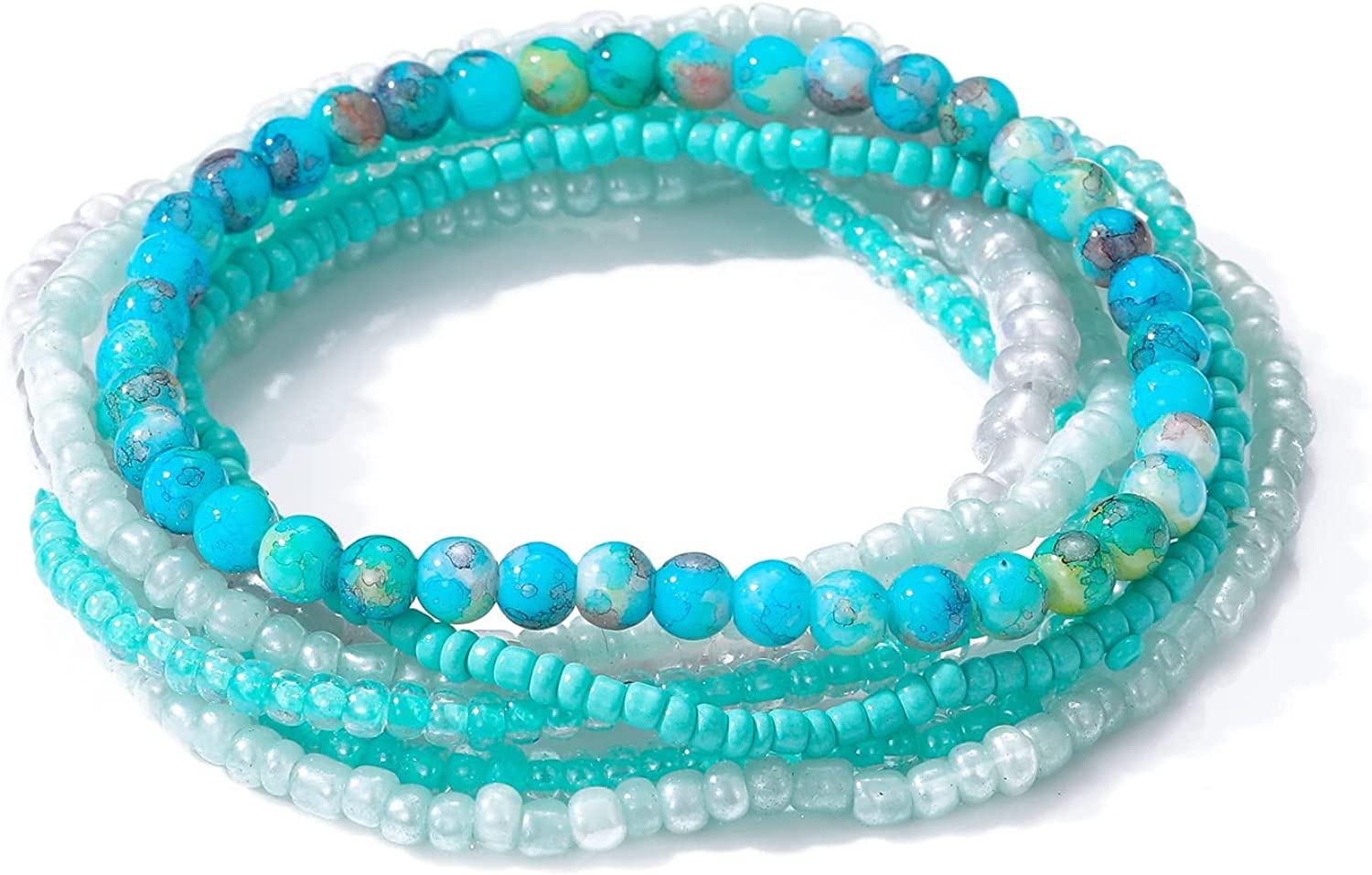 MengPa Stackable Beaded Bracelets for Women Bohemian layering Strand Statement Jewelry - Image 1